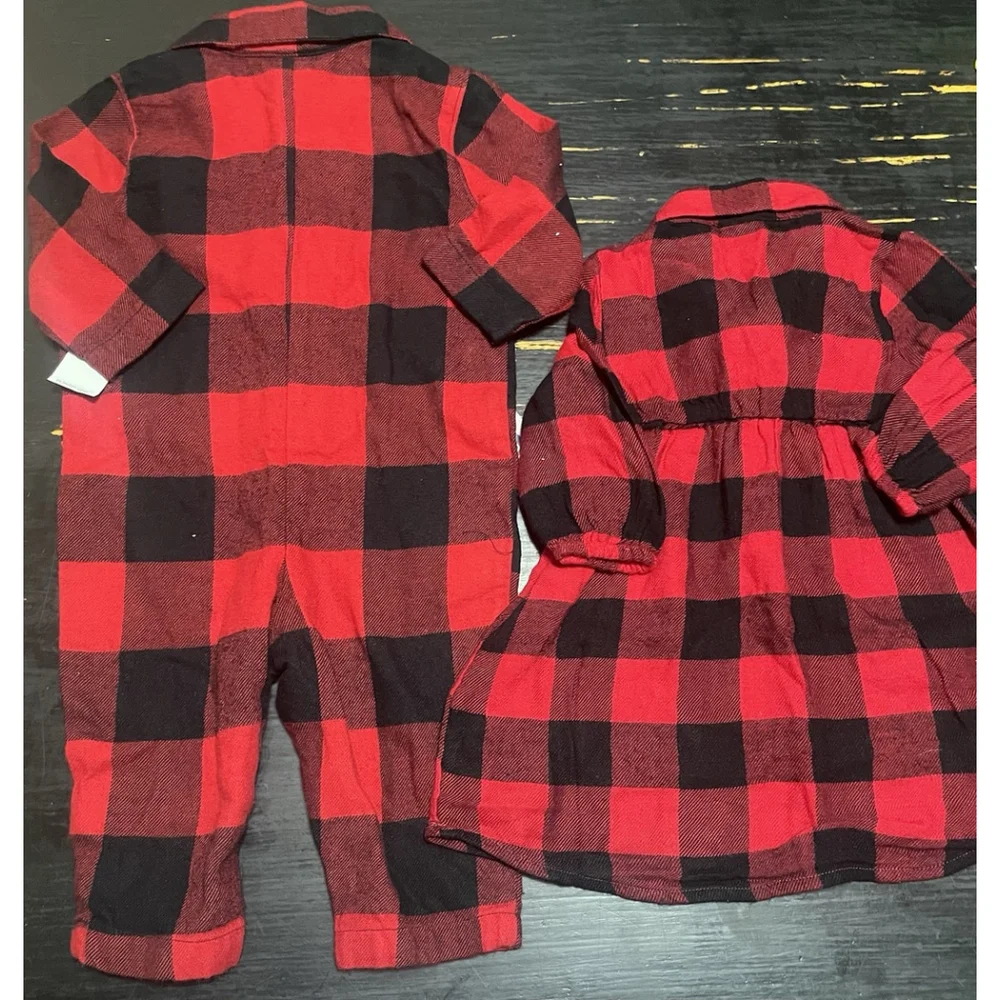 3-6 Months Boy/girl Twin matching plaid gingham Outfits
